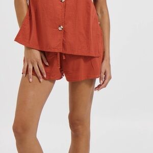 Bronzesnake Bonnie Set Rust elastic waist lined cotton Shorts size Medium